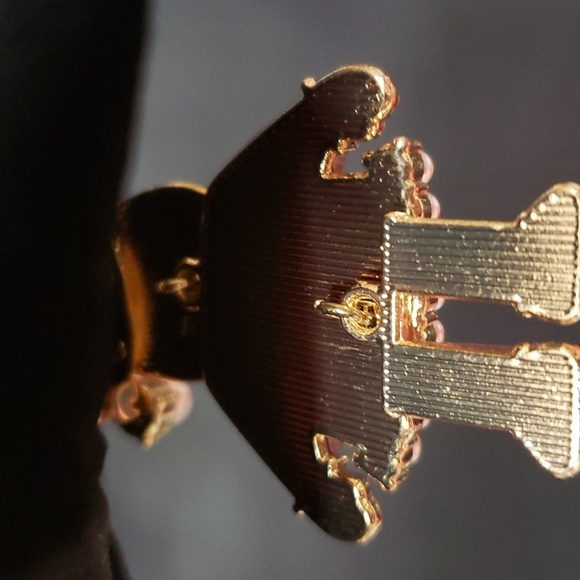 Piper K NWT Black Velveteen Barrette with Detachable Enameled Santa Pin - Picture 5 of 5